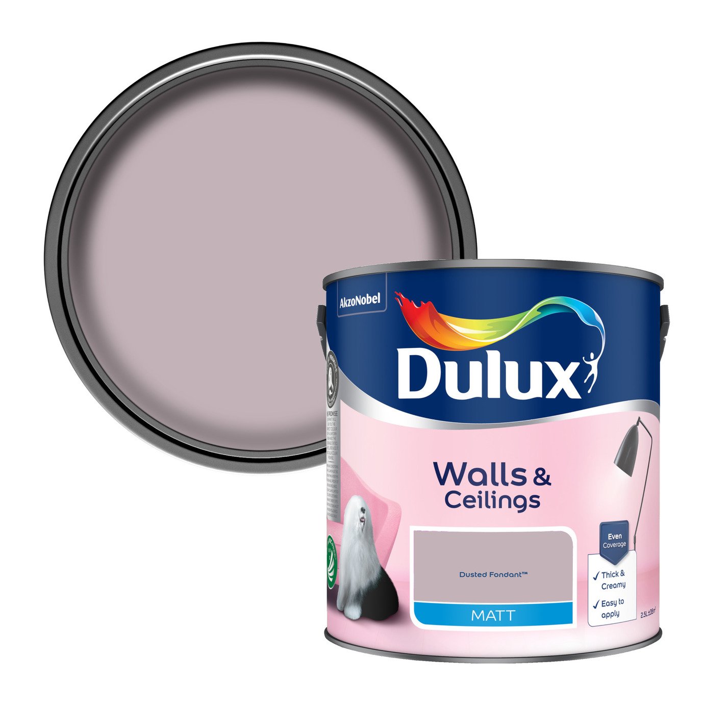 Dulux Walls & Ceilings Matt Paint 2.5L - Dusted Fondant