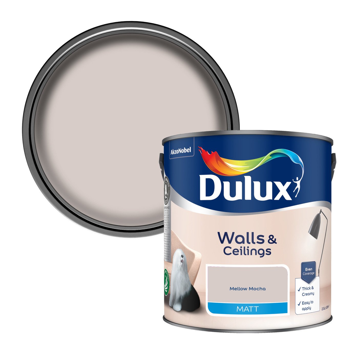 Dulux Walls & Ceilings Matt Mellow Mocha- 2.5L