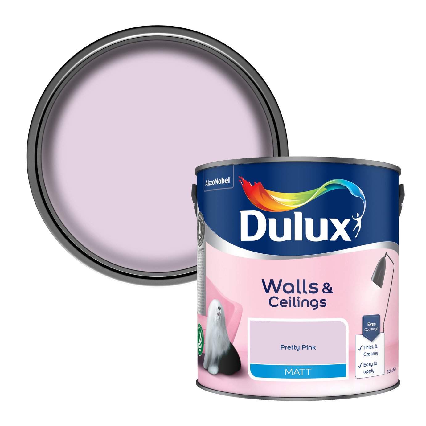 Dulux Walls & Ceilings Matt Pretty Pink - 2.5L