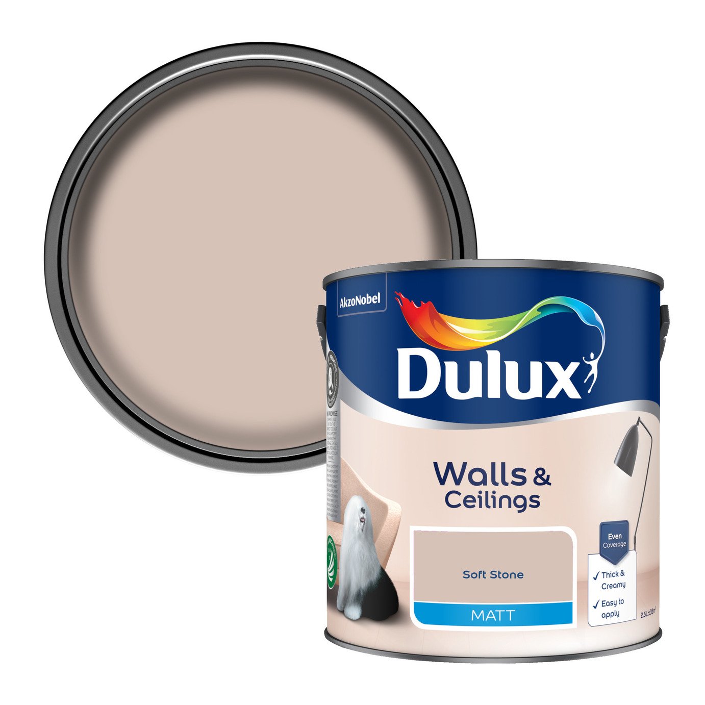 Dulux Walls & Ceilings Matt Soft Stone - 2.5L