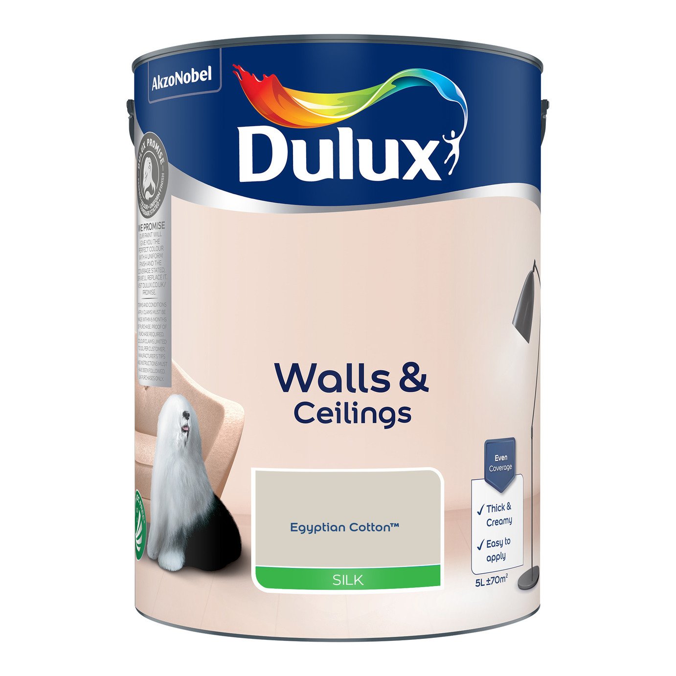 Dulux Walls & Ceilings Silk Paint Egyptian Cotton - 5L