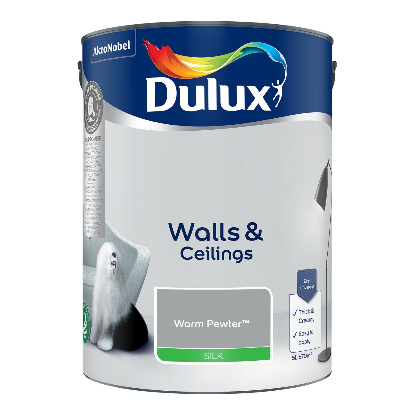 Dulux Walls & Ceilings Silk Paint Warm Pewter - 5L
