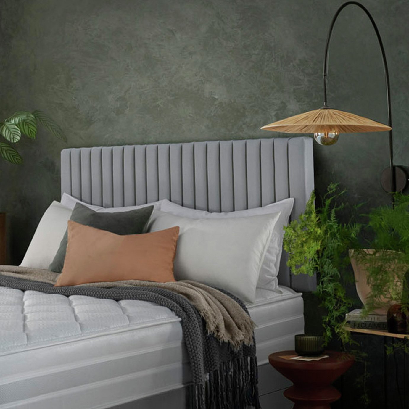 Silentnight Dusk Fabric Superking Headboard - Light Grey