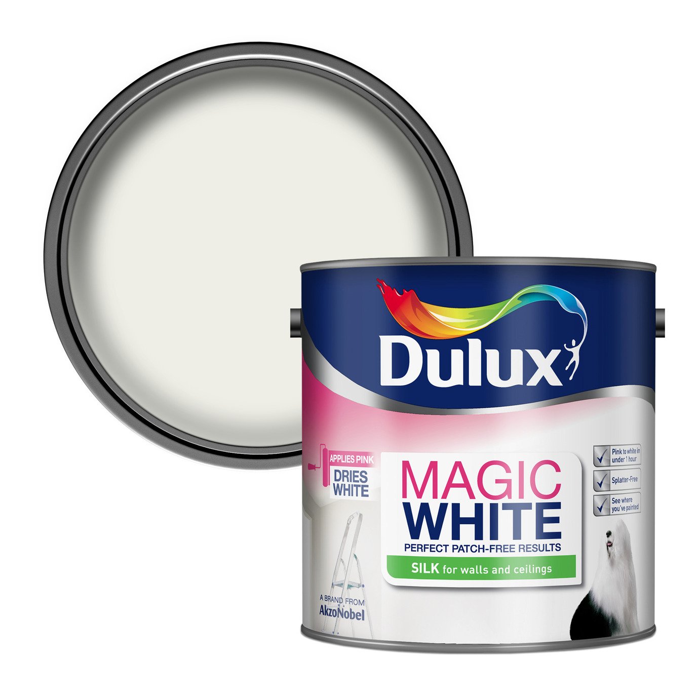 Dulux Walls & Ceilings Silk Paint 2.5L - White