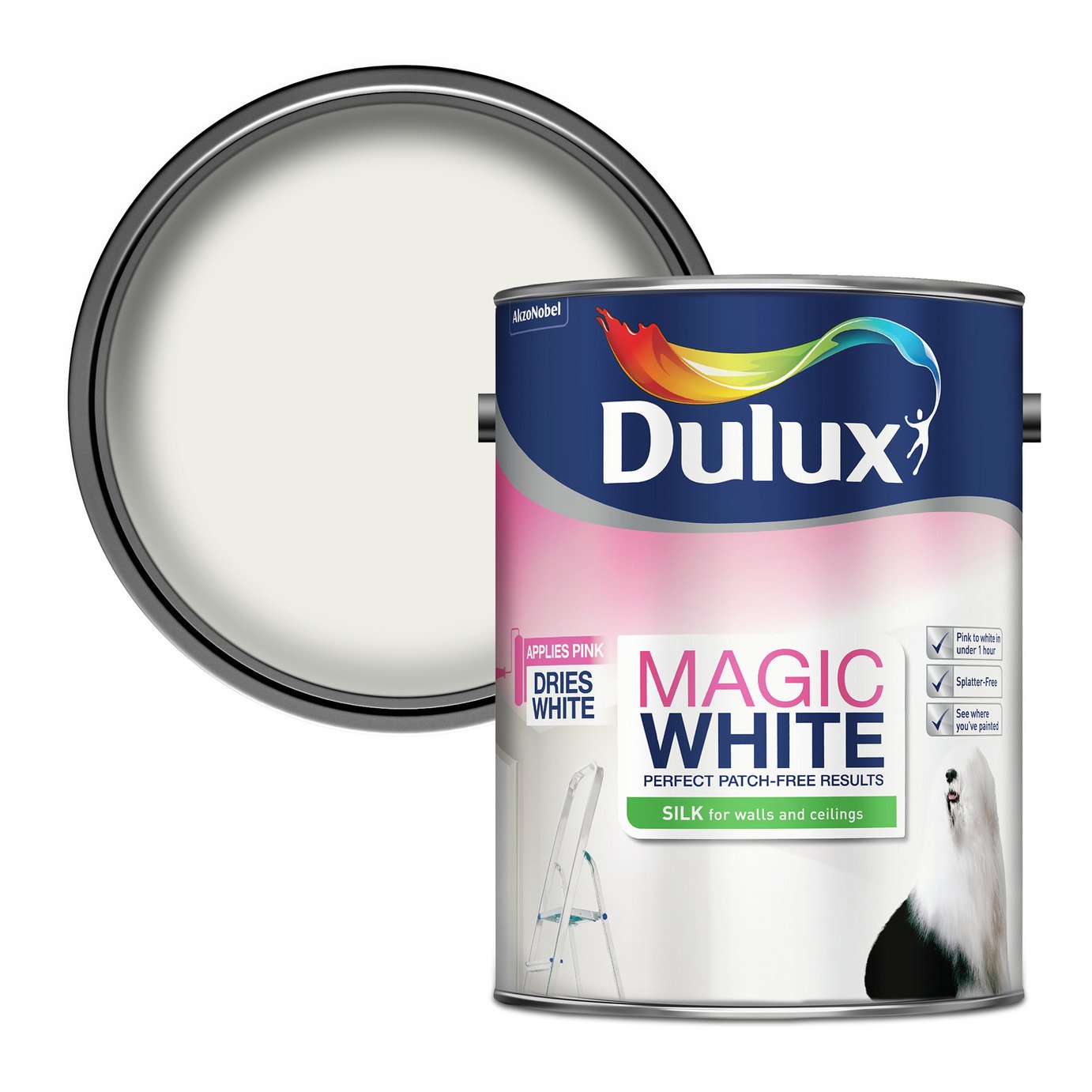 Dulux Walls & Ceilings Silk Paint Magic White - 5L