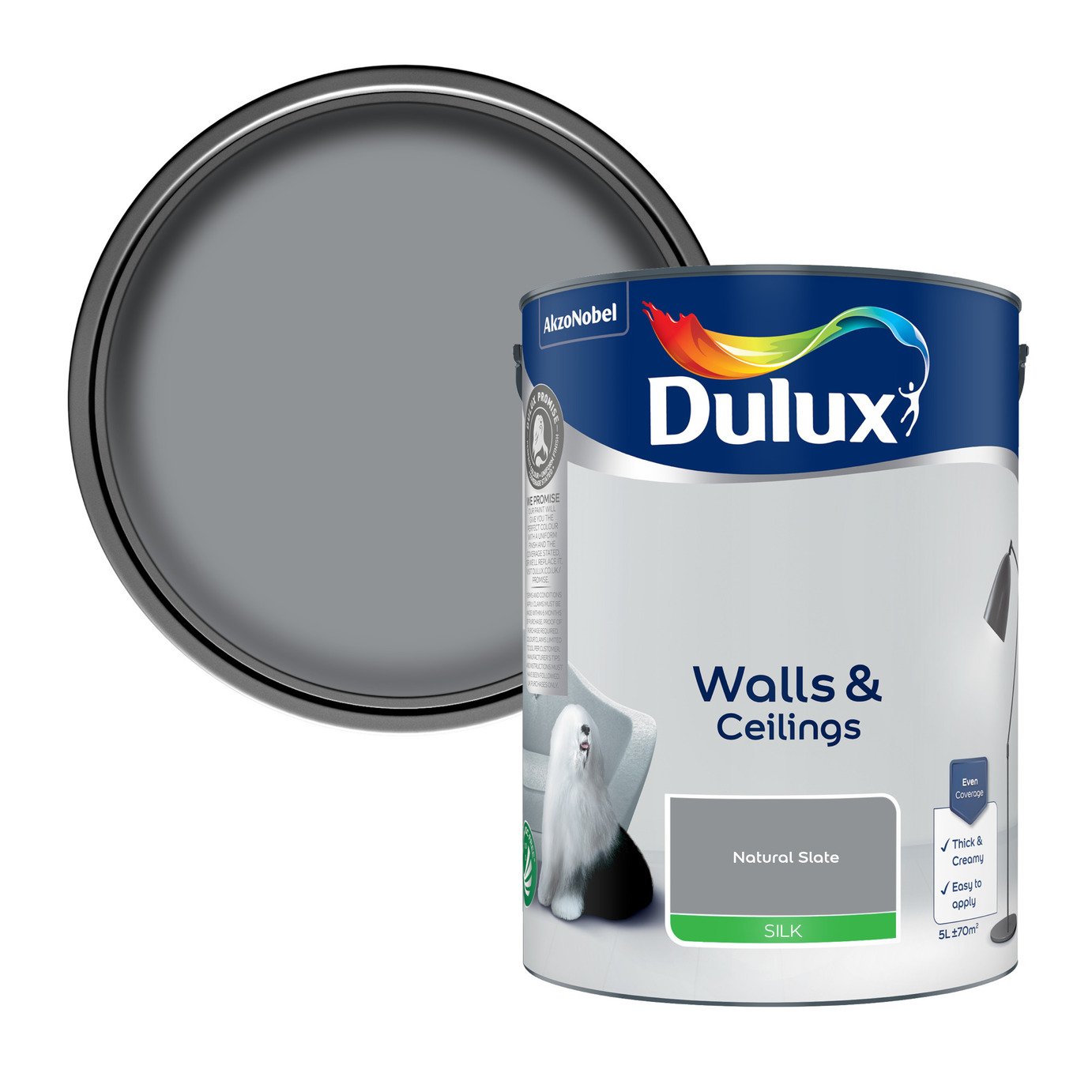 Dulux Walls & Ceilings Silk Paint Natural Slate - 5L