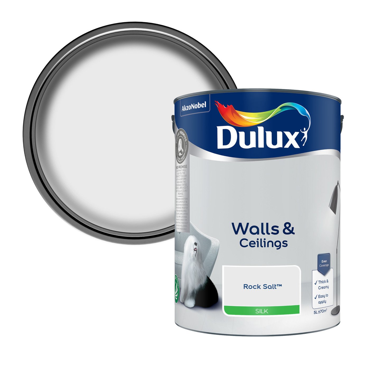 Dulux Walls & Ceilings Silk Paint Rock Salt - 5L