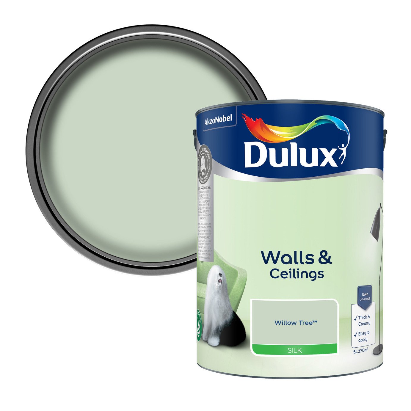 Dulux Walls & Ceilings Silk Paint Willow Tree - 5L