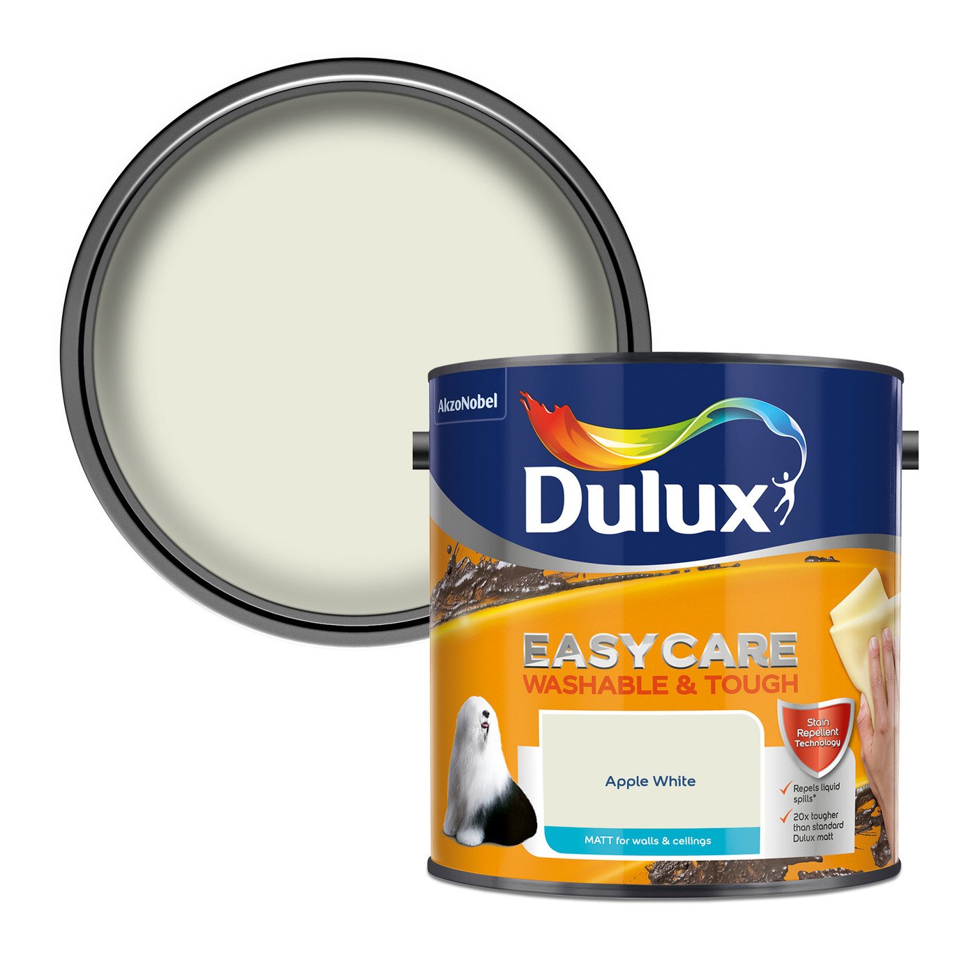 Dulux Easycare W&T Matt Paint Apple White - 2.5L