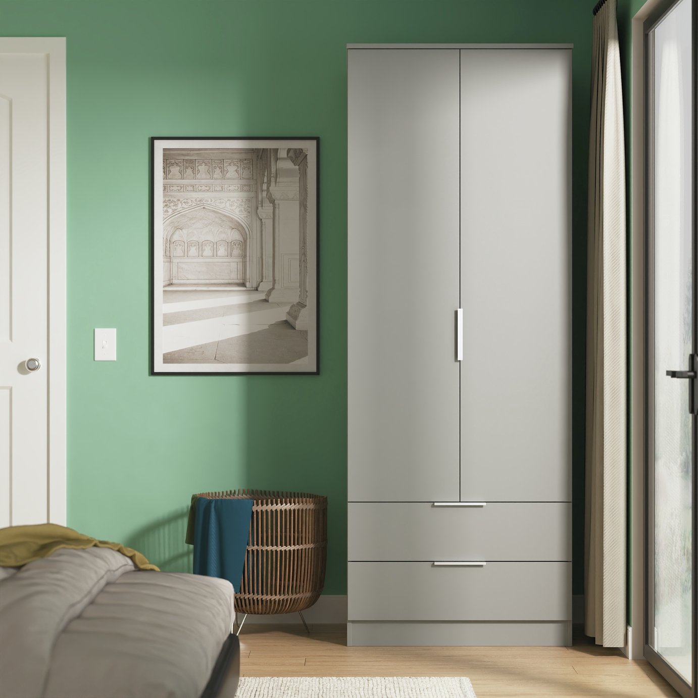 Livara Ready Assembled Orillia 2 Door 2 Drawer Wardrobe-Grey