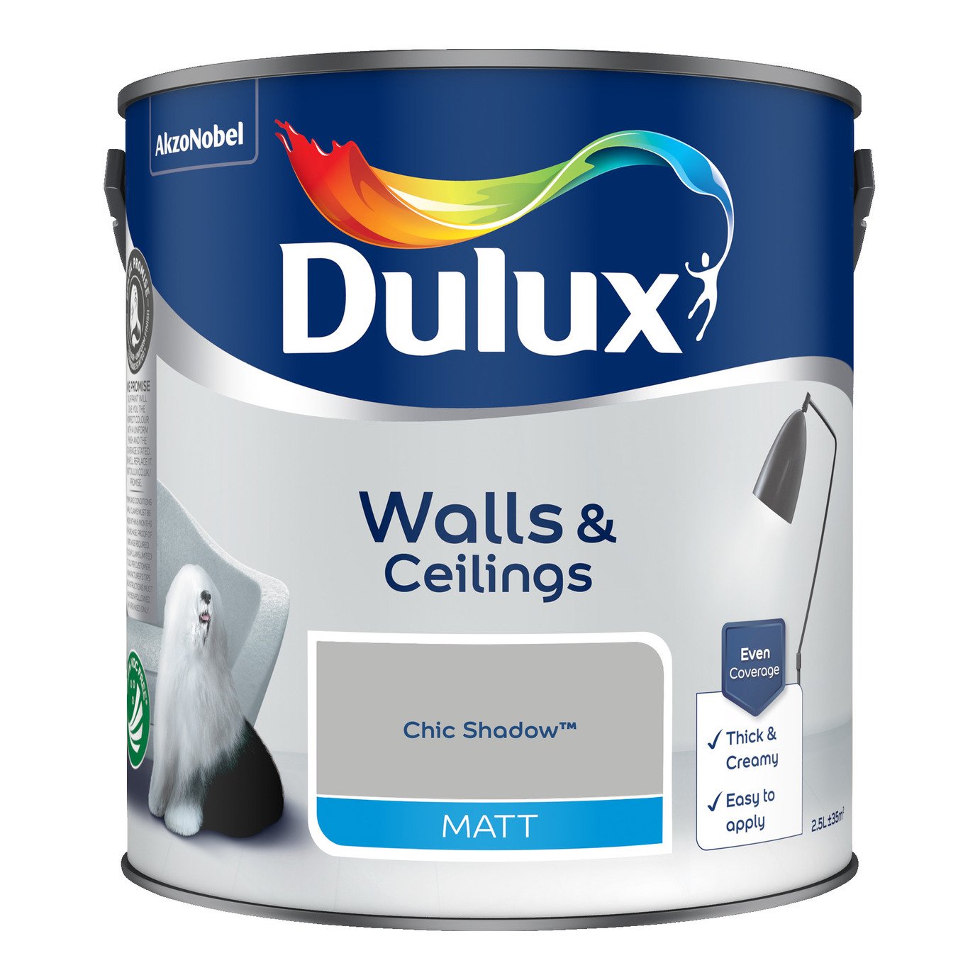 Dulux Walls & Ceilings Matt Paint Chic Shadow - 2.5L