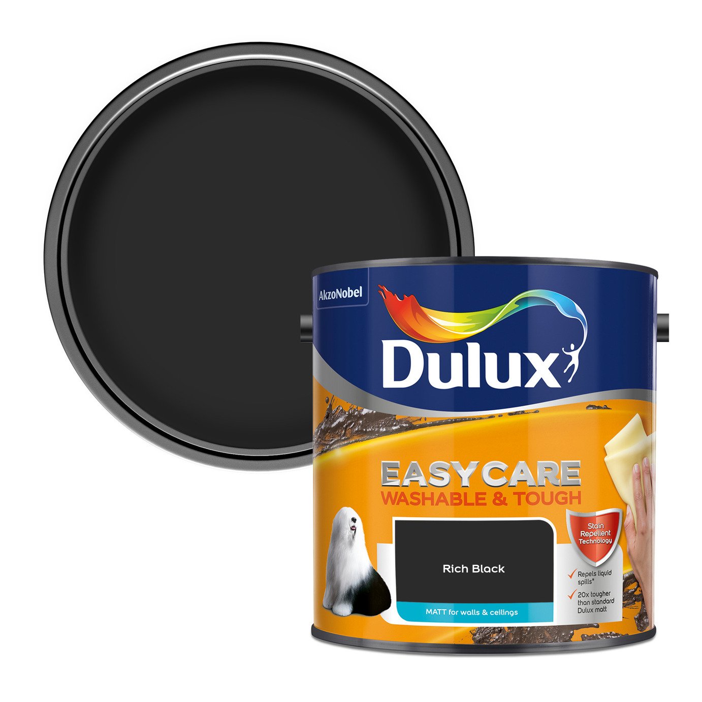 Dulux Easycare W&T Matt Paint Rich Black - 2.5L