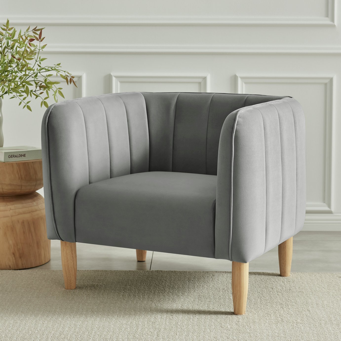 Argos Home Pandora Velvet Armchair - Grey