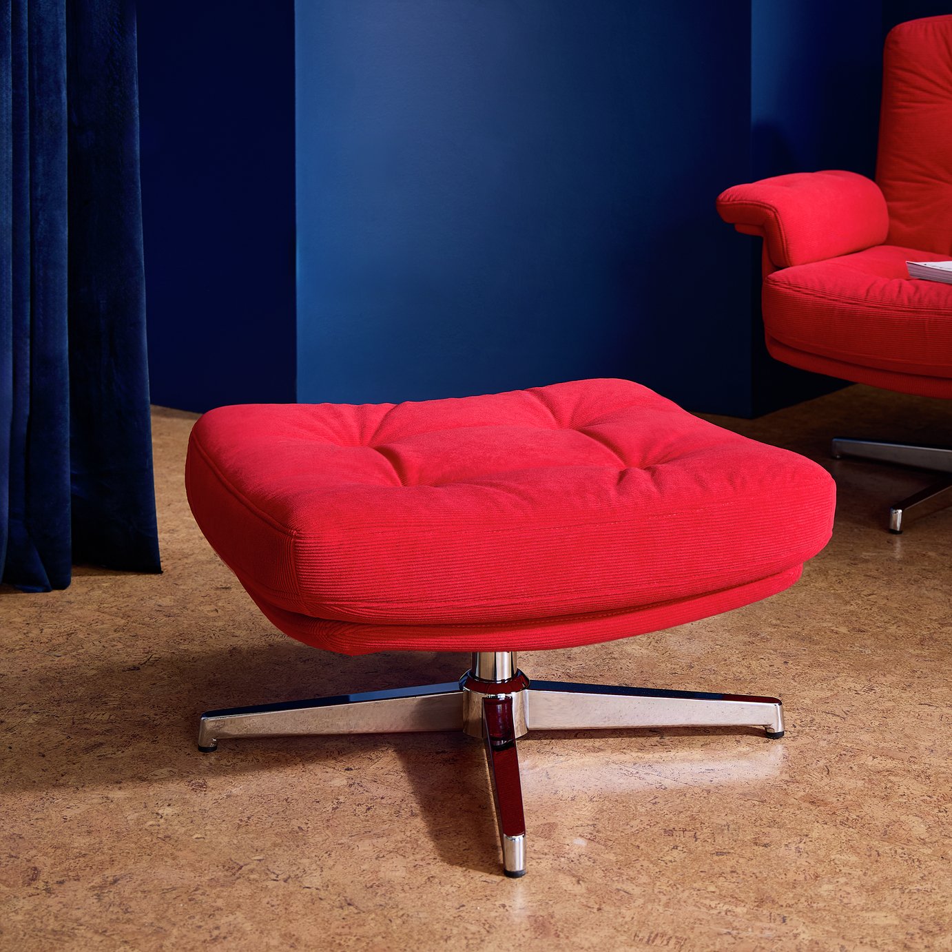 Habitat Dawson Fabric Swivel Footstool - Red