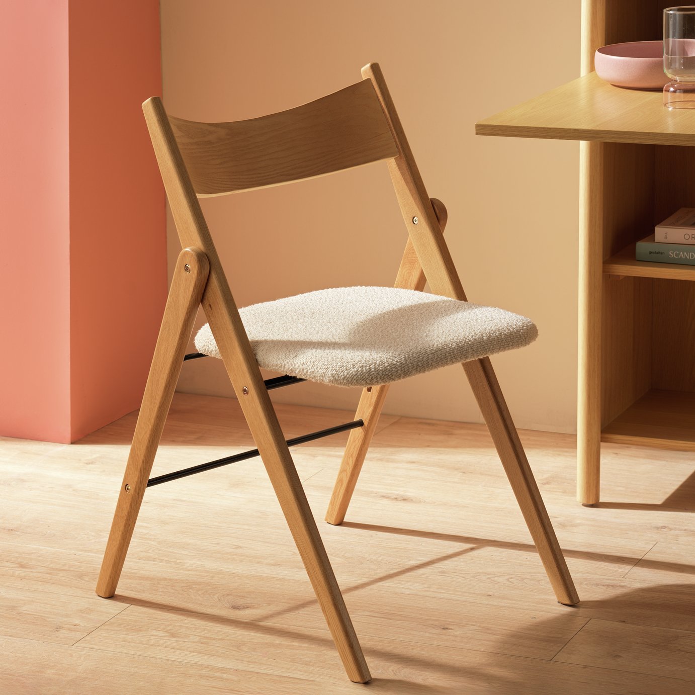 Habitat Zepher Fabric Dining Chair - Light wood