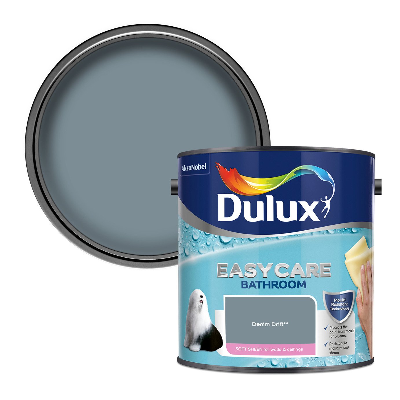 Dulux Easycare Bathroom Soft Sheen Paint Denim Drift - 2.5L
