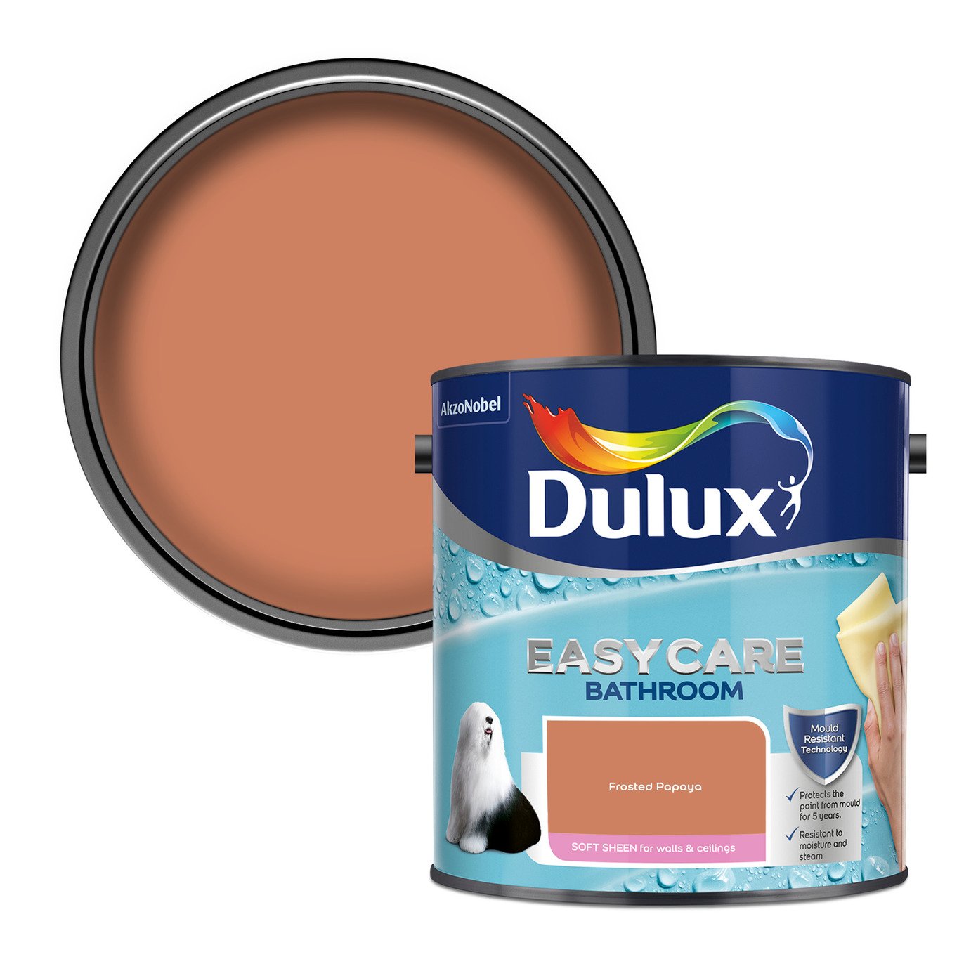 Dulux Easycare Bathroom Soft Sheen Paint Frosted Papaya-2.5L