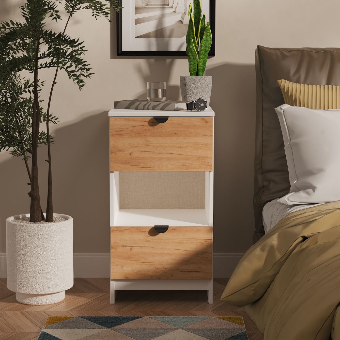Welcome Canmore 2 Drawer Bedside Table