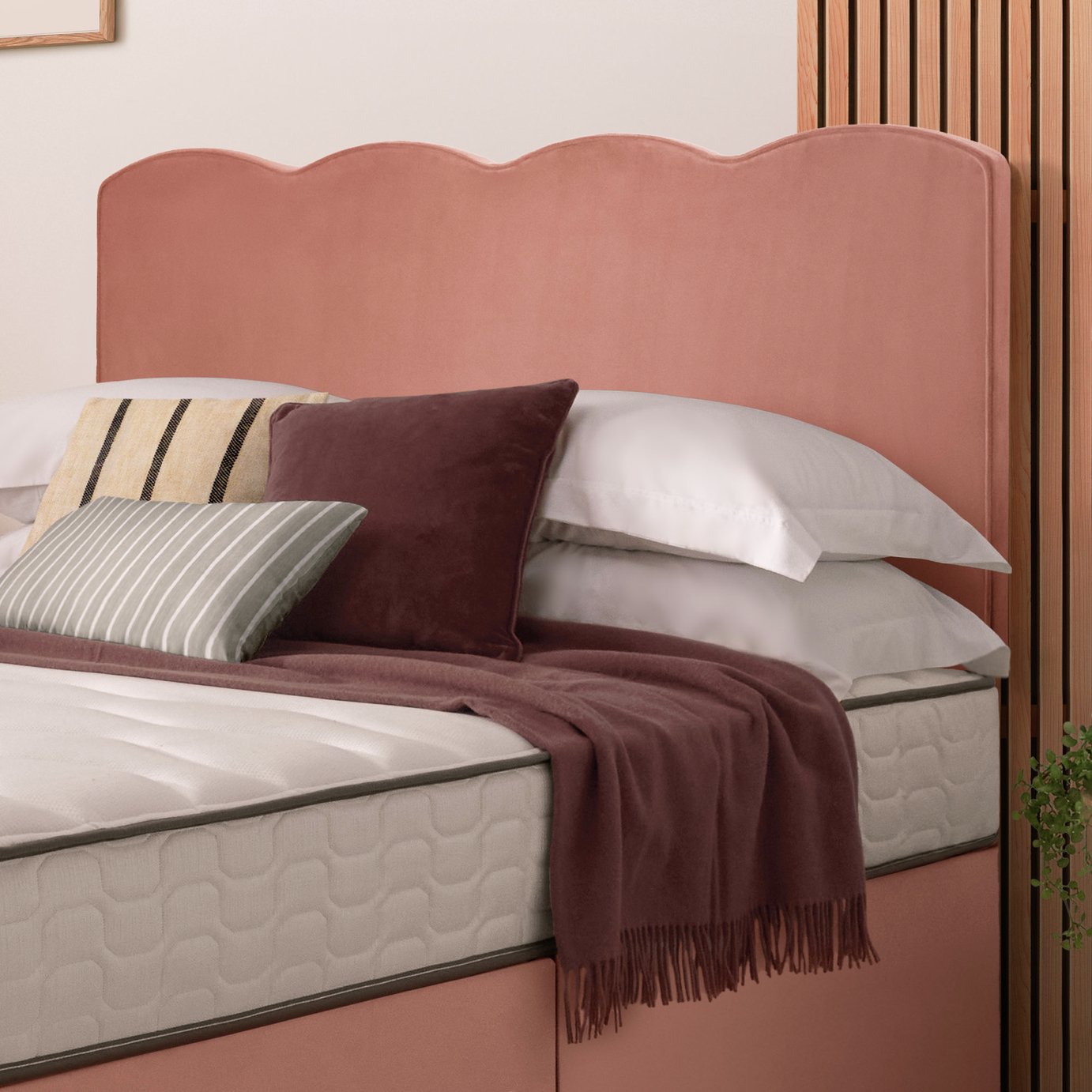 Silentnight Wave Velvet Superking Headboard - Pink