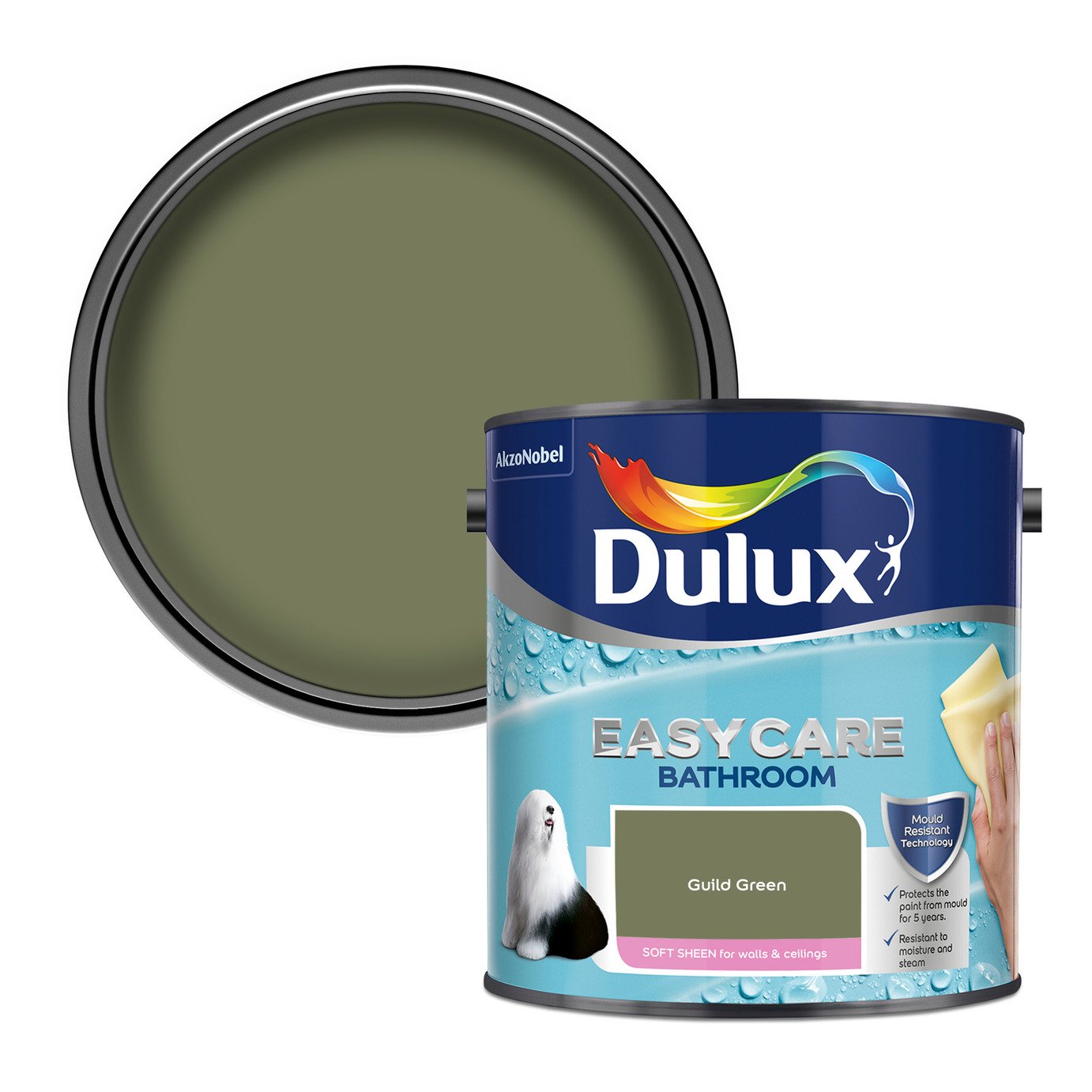 Dulux Easycare Bathroom Soft Sheen Paint Guild Green - 2.5L