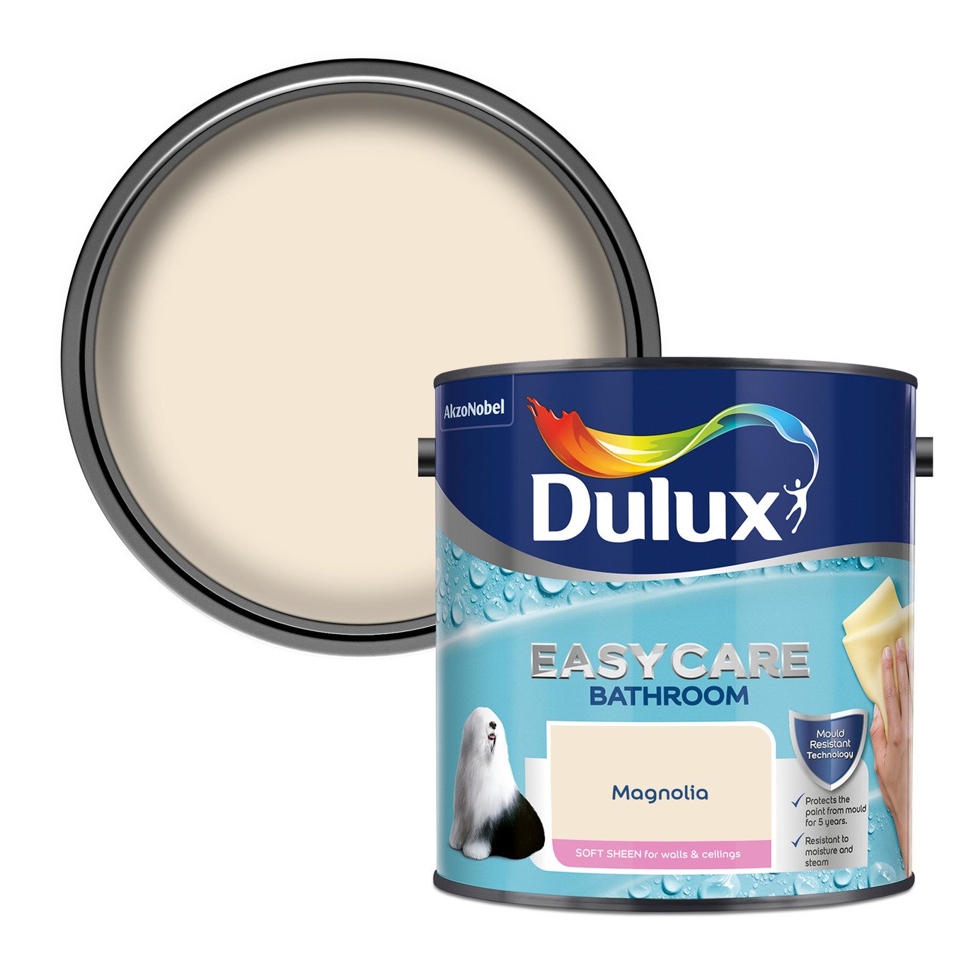 Dulux Easycare Bathroom Soft Sheen Paint Magnolia - 2.5L