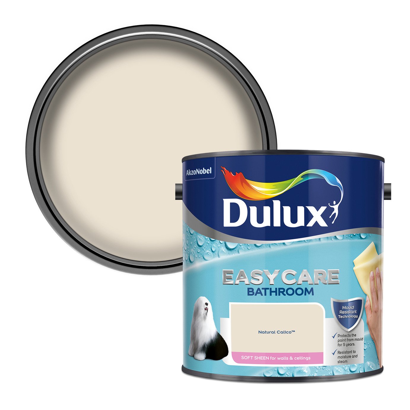 Dulux Easycare Bathroom Soft Sheen Paint Natural Calico-2.5L