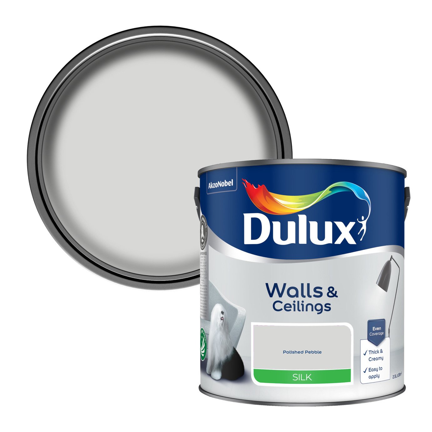 Dulux Wall & Ceiling Silk Paint - Polished Pebble - 2.5L