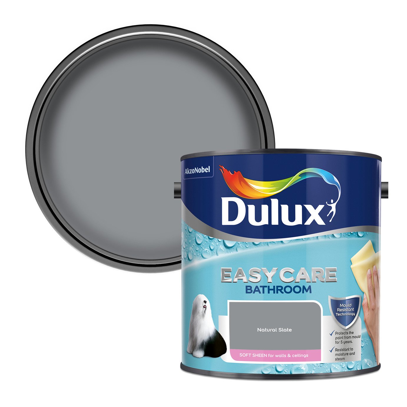 Dulux Easycare Bathroom Soft Sheen Paint Natural Slate -2.5L