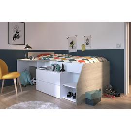 Parisot European Single Cabin Bed and Desk-White & Pine