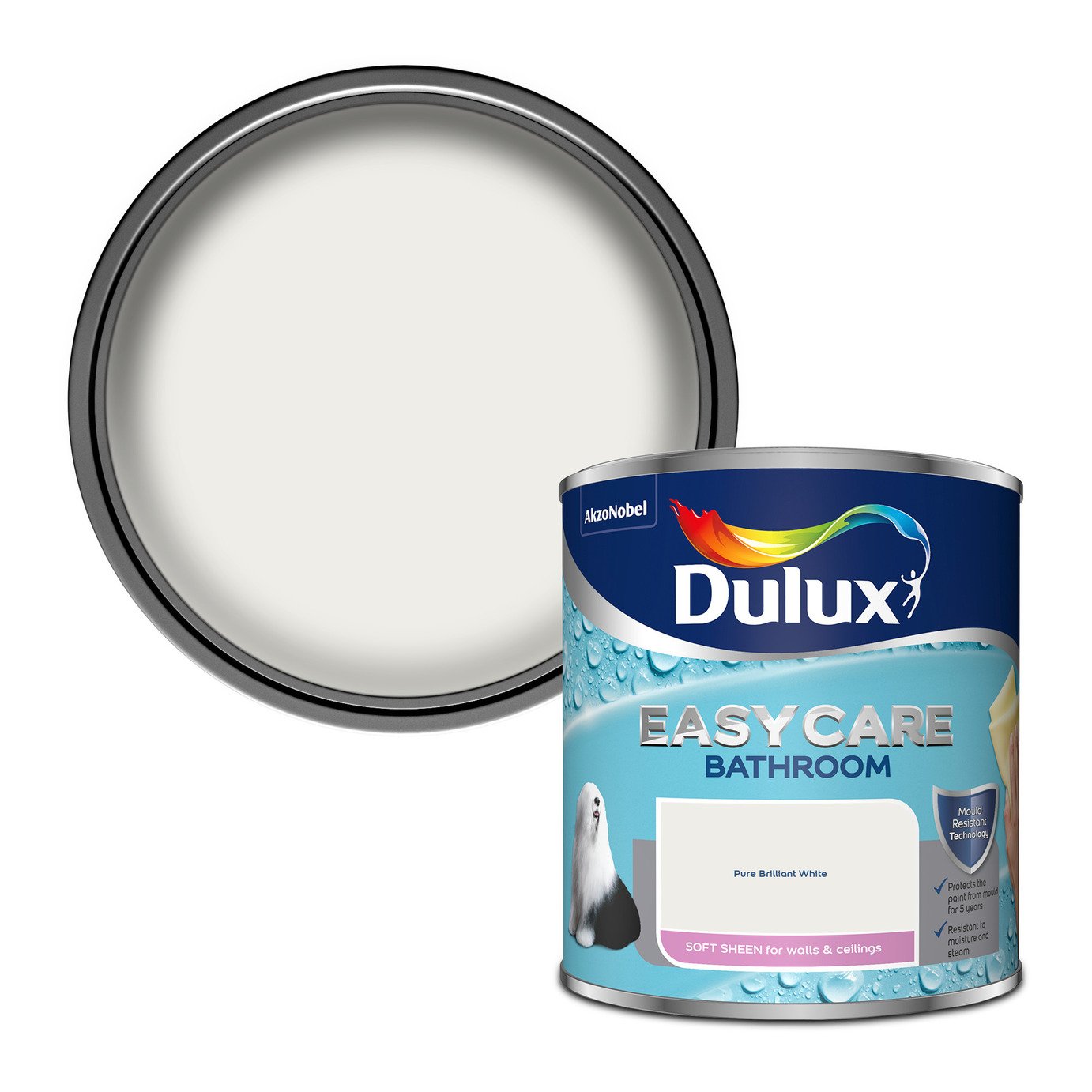 Dulux Easycare Bathroom Paint Pure Brilliant White - 1L
