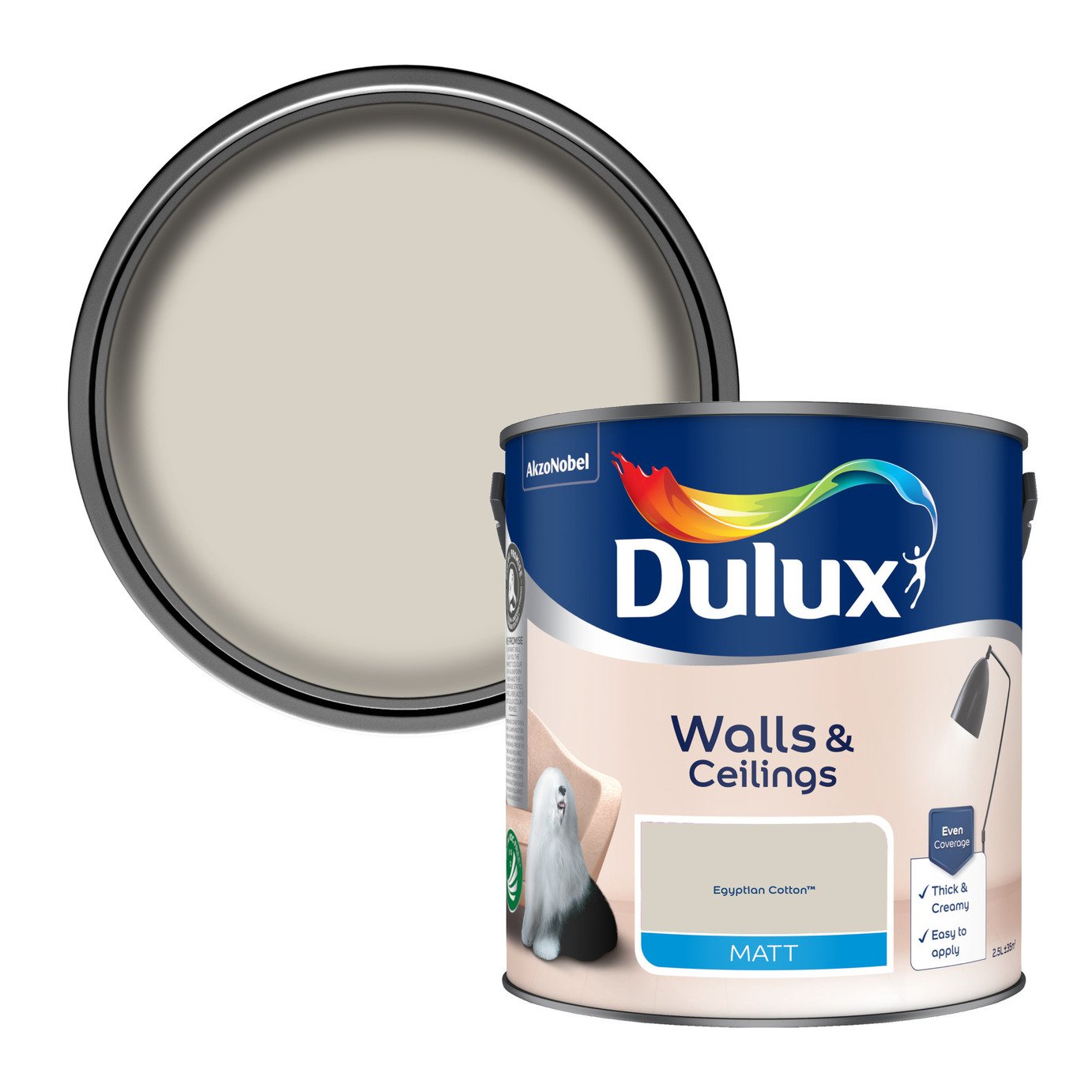 Dulux Walls and Ceiling Matt Paint - Egyptian Cotton-2.5L