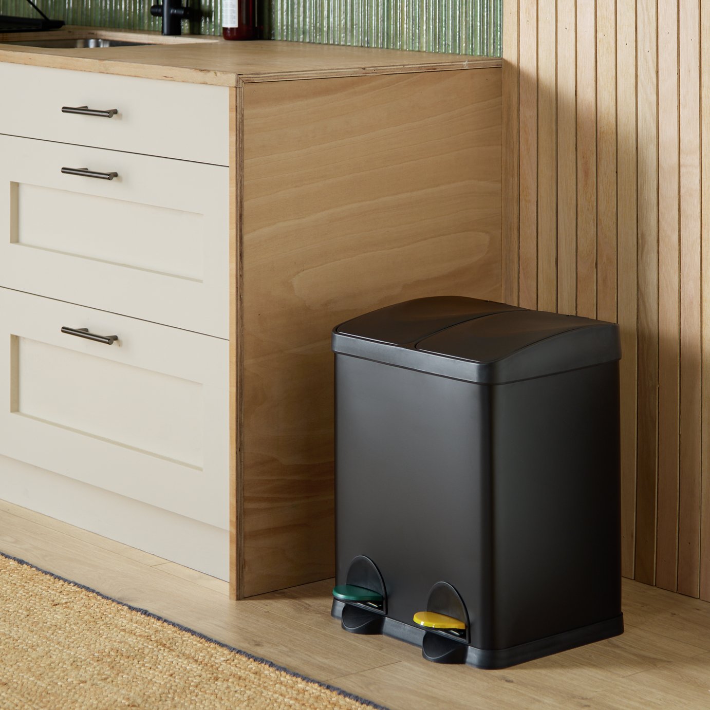 Habitat 30 Litre Twin Compartment Recycling Bin - Black