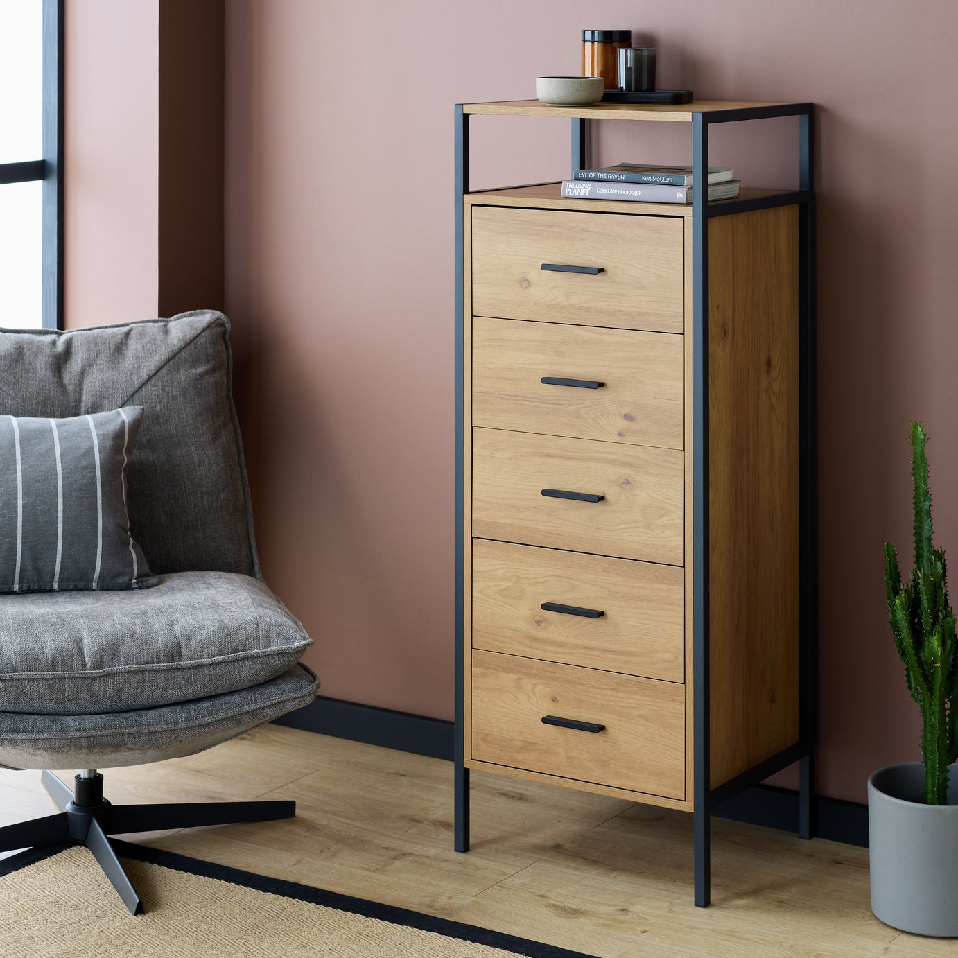 Argos Home Loft Living 5 Drawer Tallboy - Oak