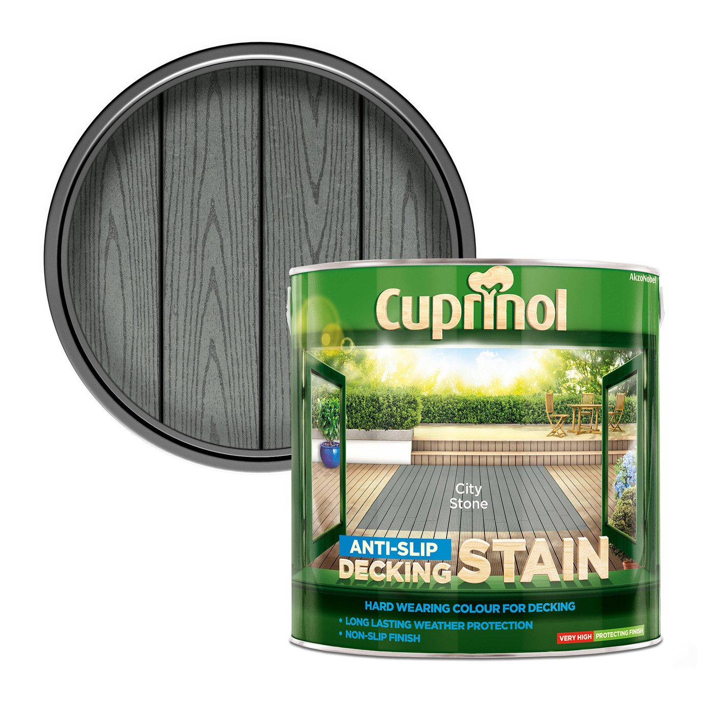 Cuprinol Anti-slip Decking Stain City Stone - 2.5L