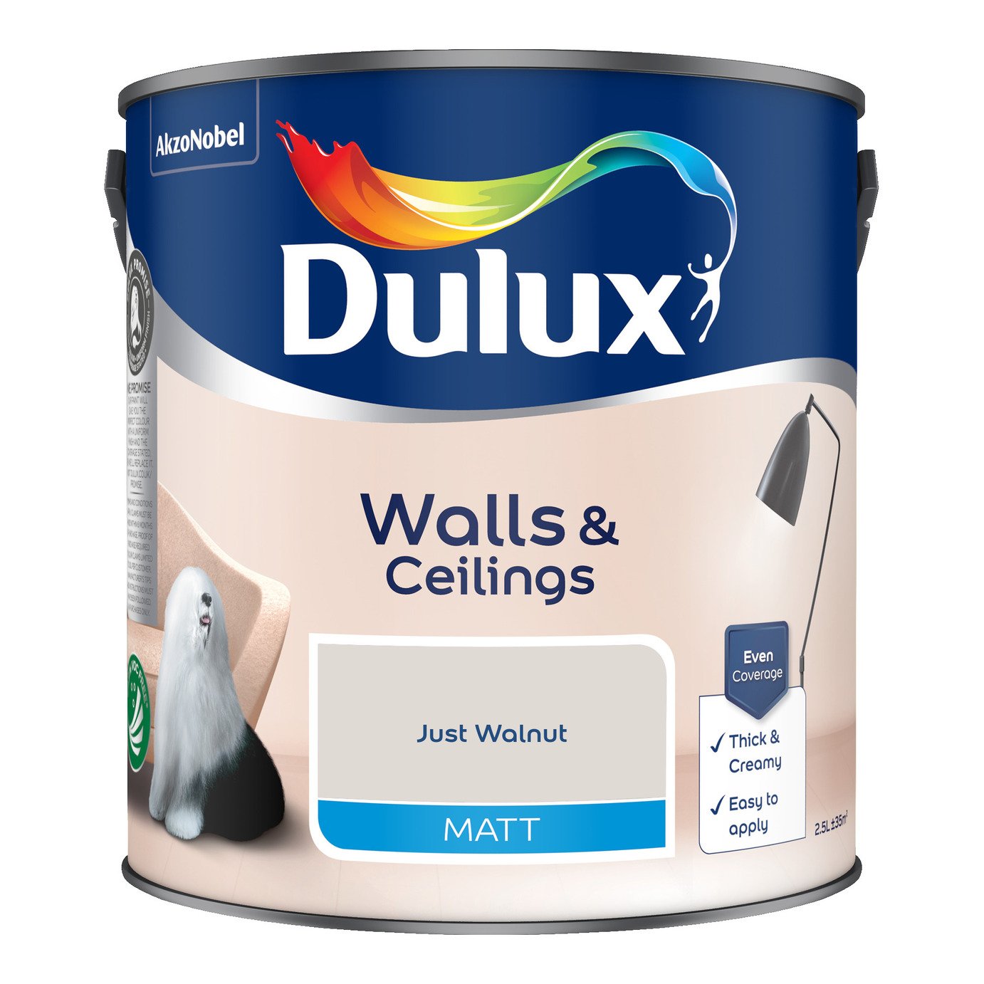 Dulux Walls & Ceilings Matt Paint Just Walnut - 2.5L