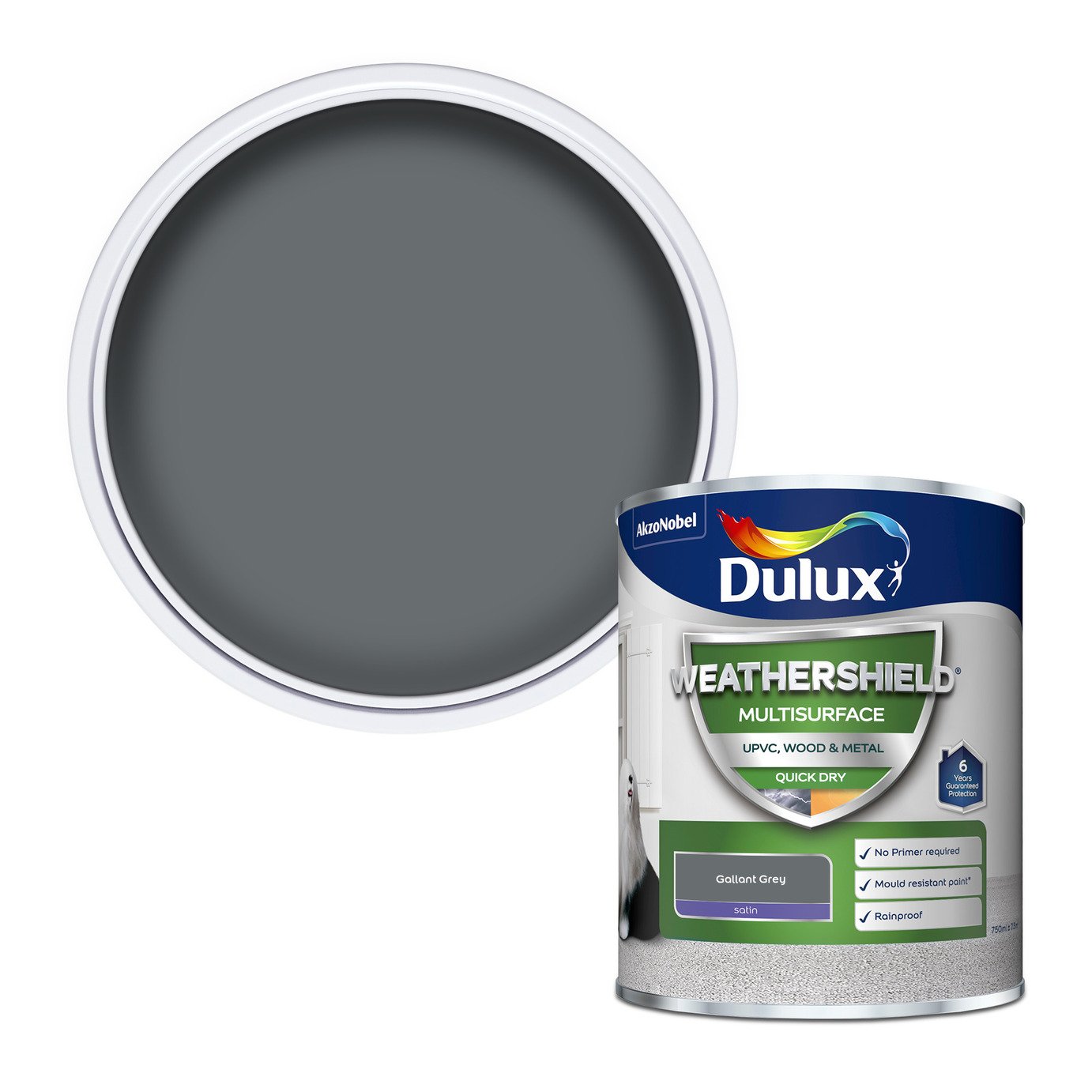 Dulux Weathershield Multisurface Satin Gallant Grey - 750ml