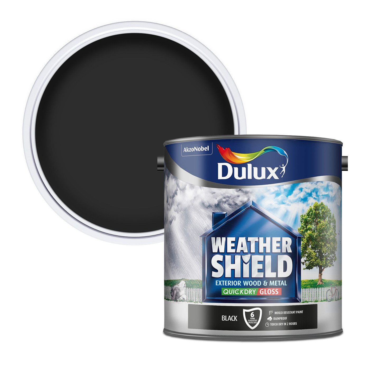 Dulux Weathershield Quick Dry Satin Gloss Black - 2.5L