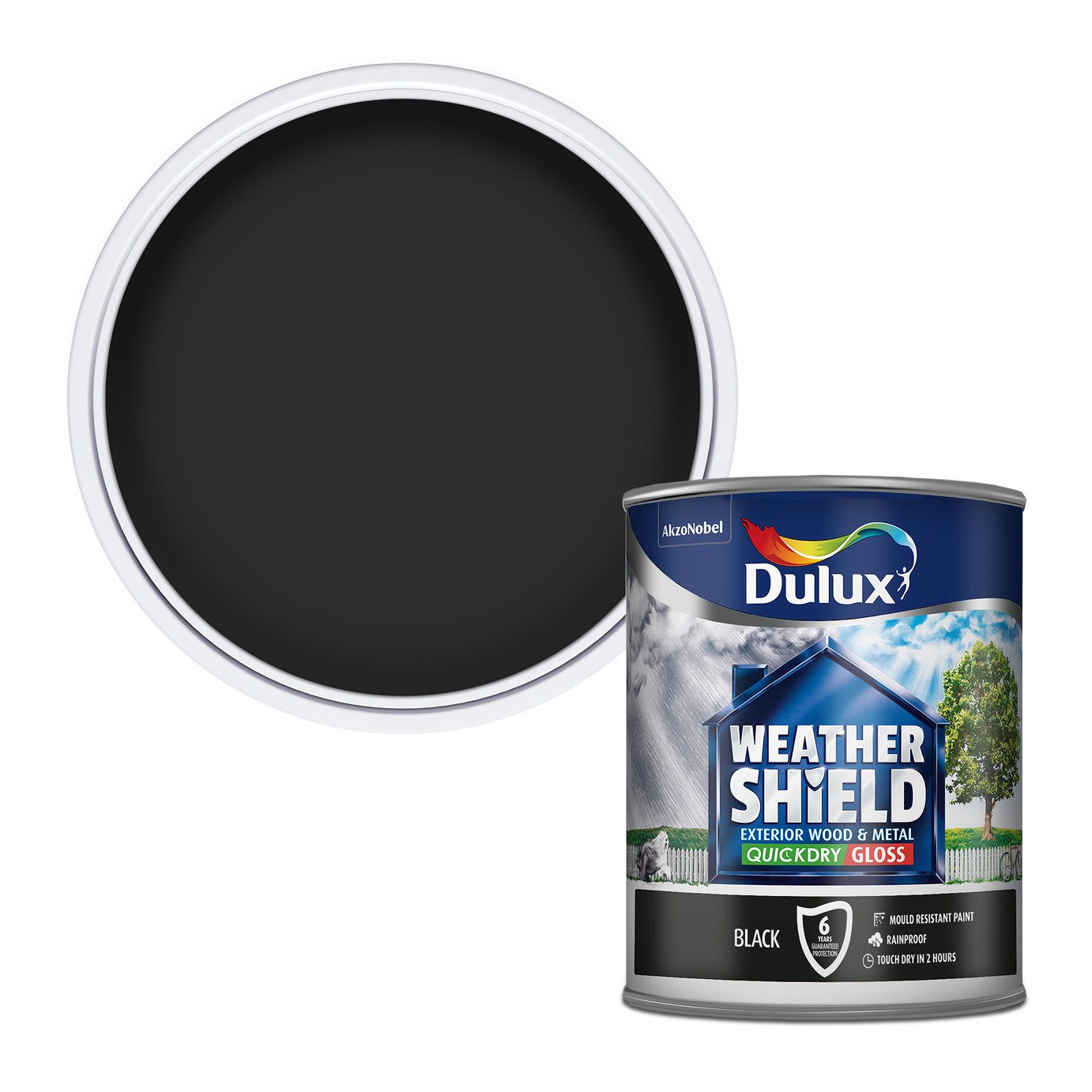 Dulux Weathershield Quick Dry Satin Gloss Black  - 750ml