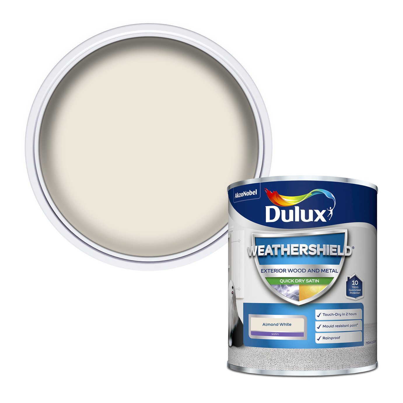 Dulux Weathershield Quick Dry Satin Almond White - 750ml