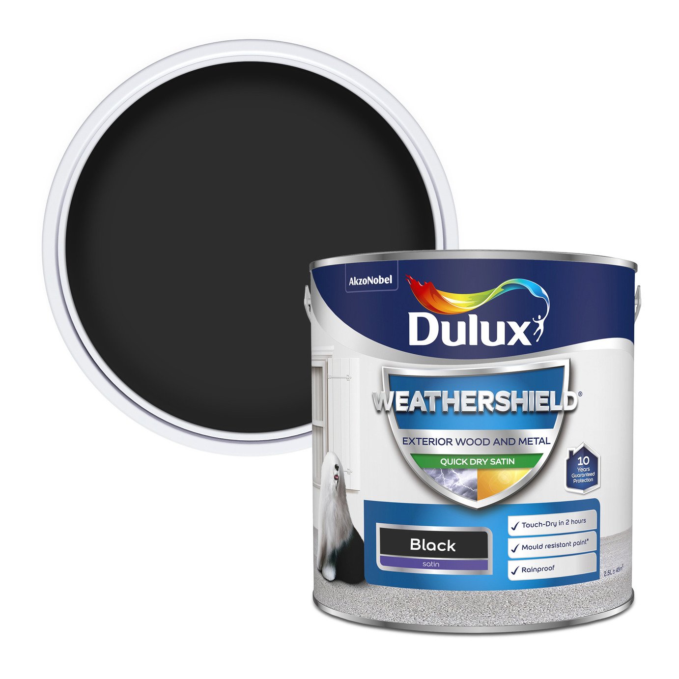Dulux Weathershield Quick Dry Satin Black - 2.5L