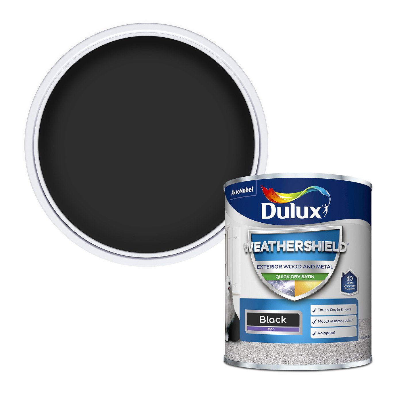 Dulux Weathershield Quick Dry Satin Black - 750ml