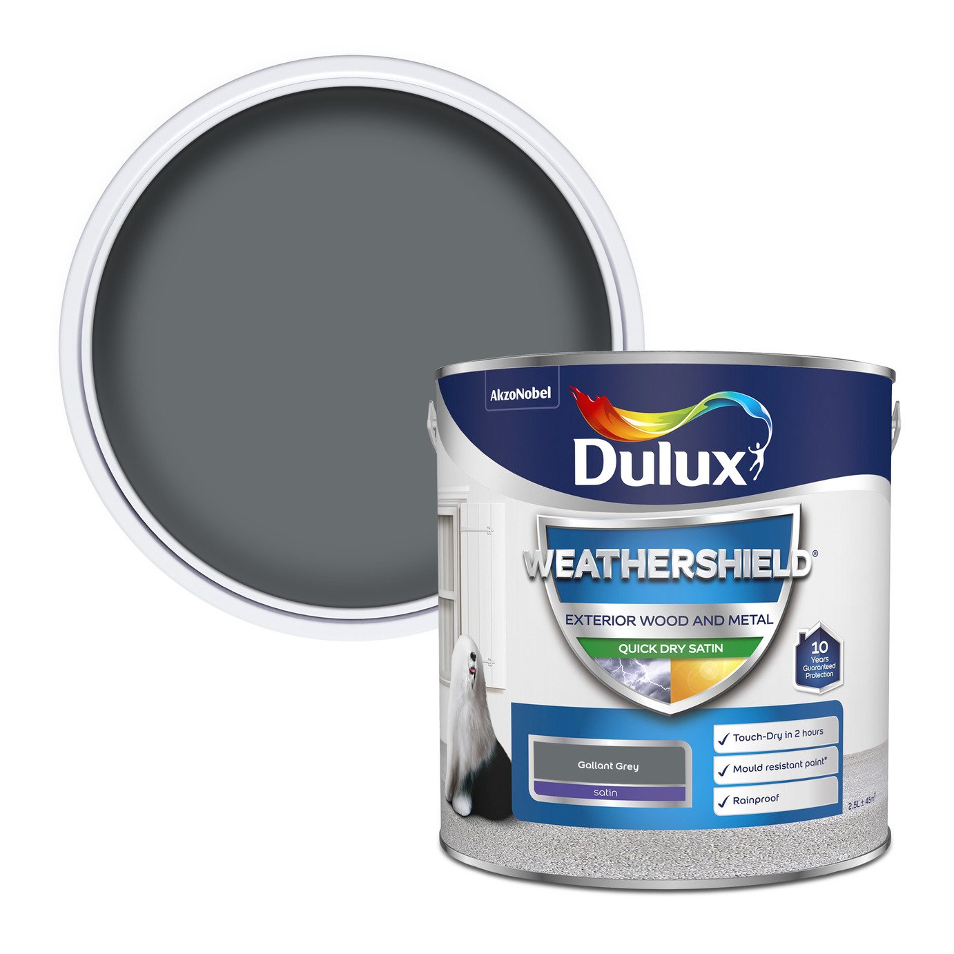 Dulux Weathershield Quick Dry Satin Gallant Grey - 2.5L