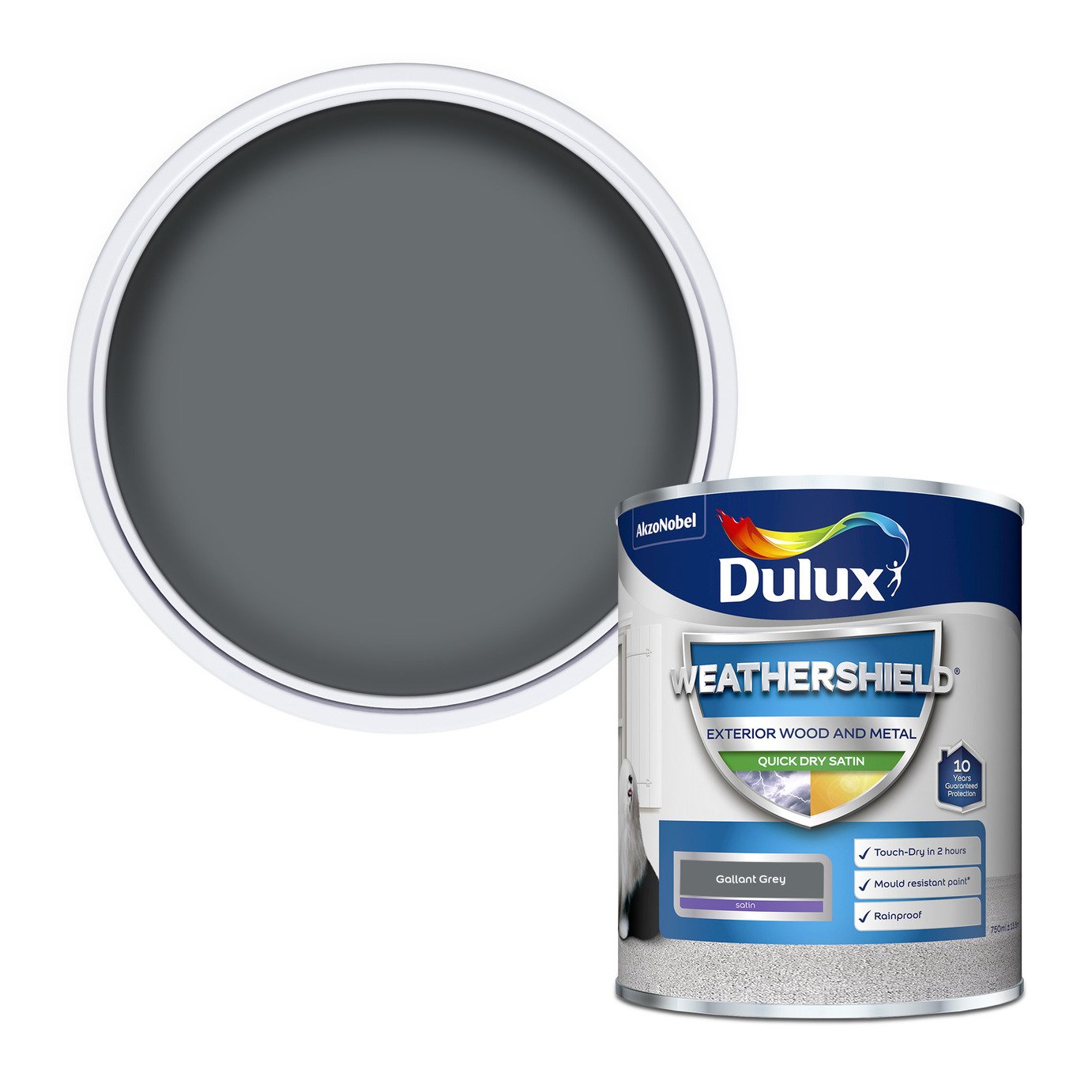 Dulux Weathershield Quick Dry Satin Gallant Grey - 750ml