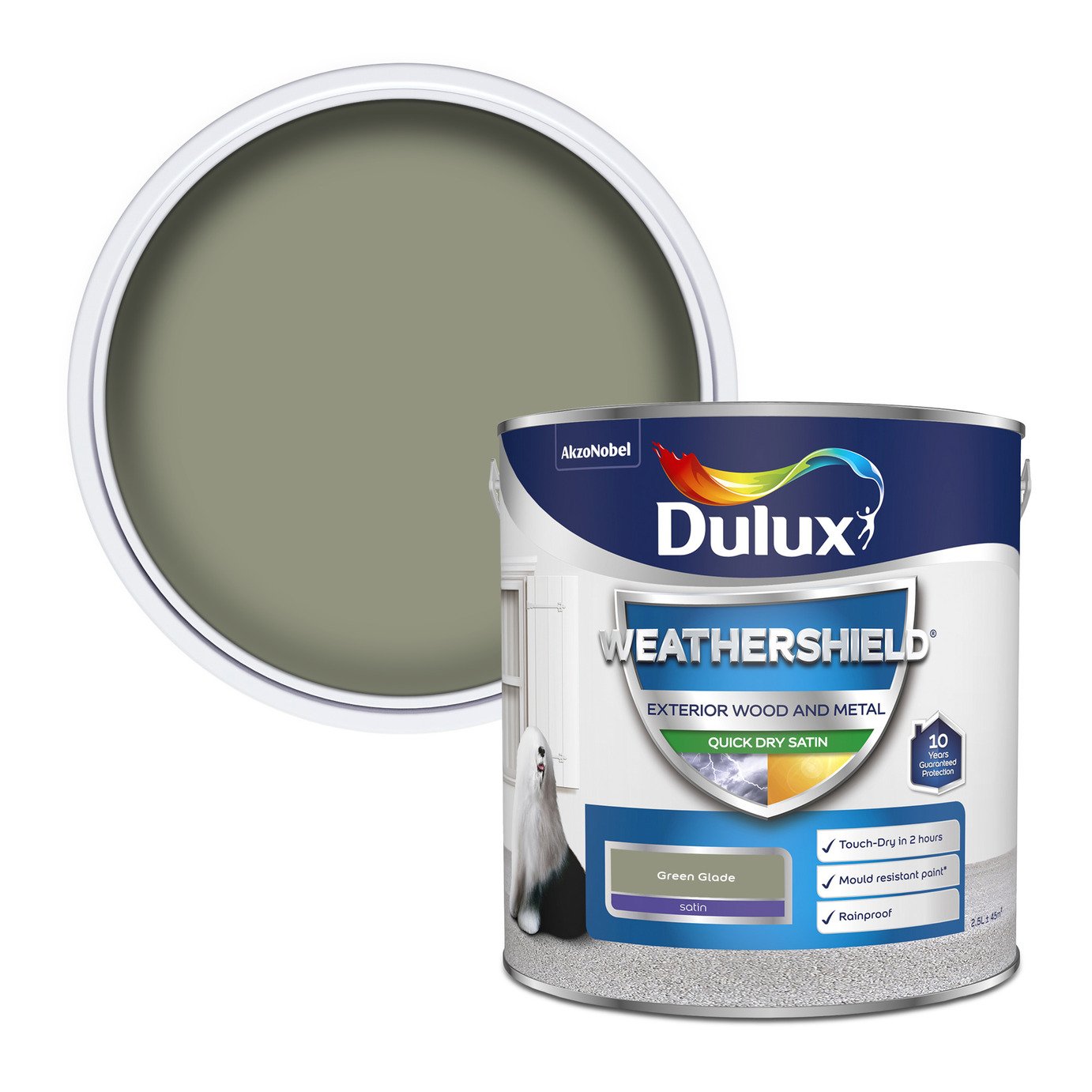 Dulux Weathershield Quick Dry Satin Green Glade - 2.5L