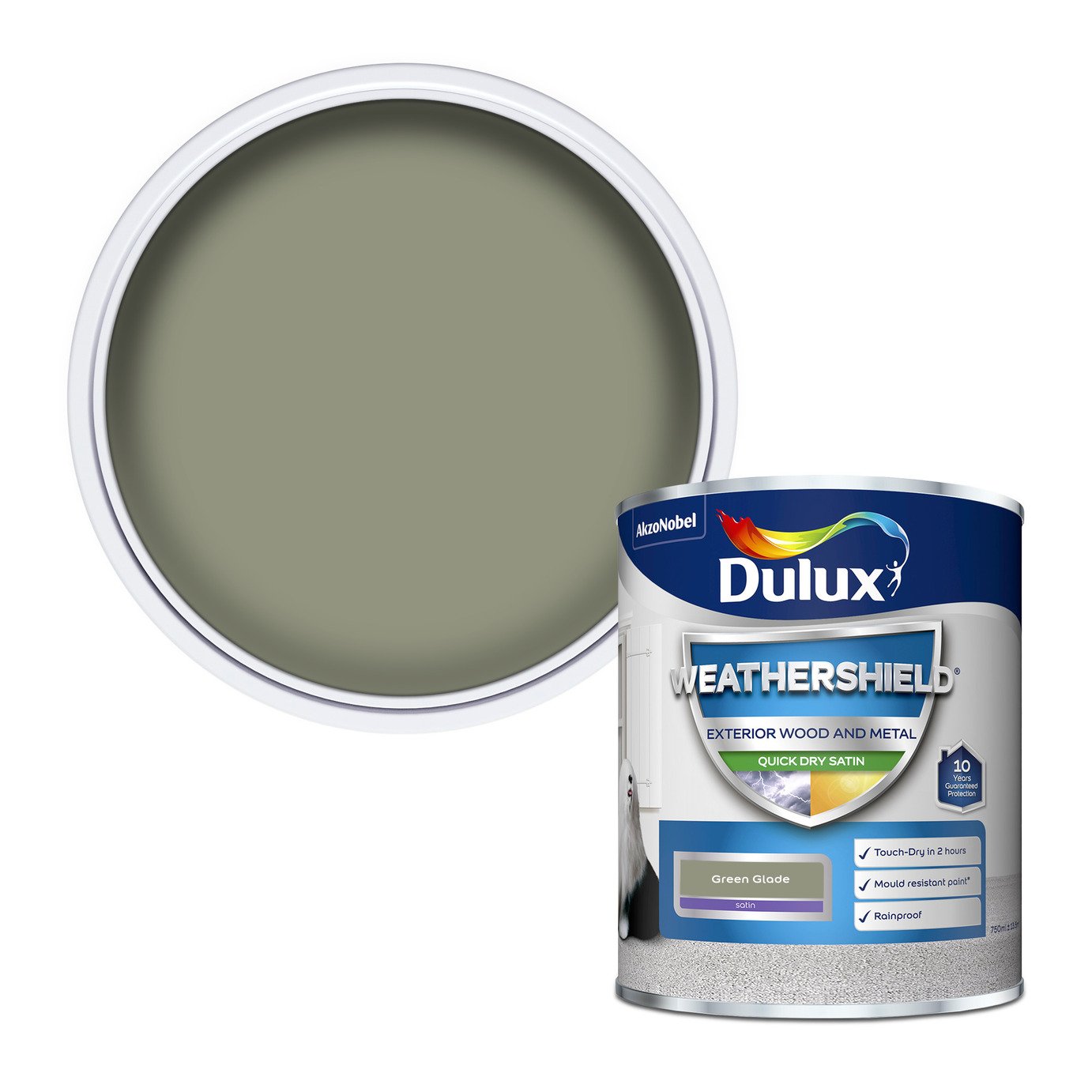Dulux Weathershield Quick Dry Satin Green Glade - 750ml