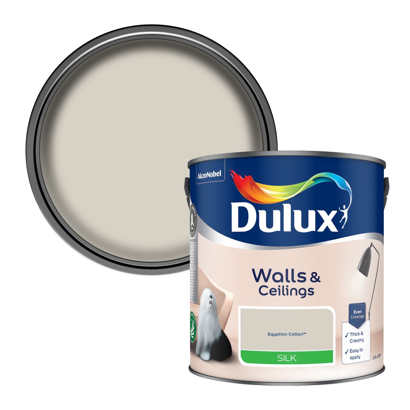 Dulux Walls & Ceilings Silk Paint - Egyptian Cotton - 2.5L