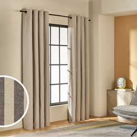 Habitat Stripe Blackout Eyelet Curtains - Charcoal