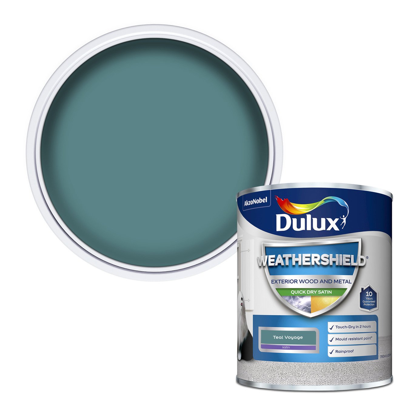 Dulux Weathershield Quick Dry Satin Teal Voyage - 750ml