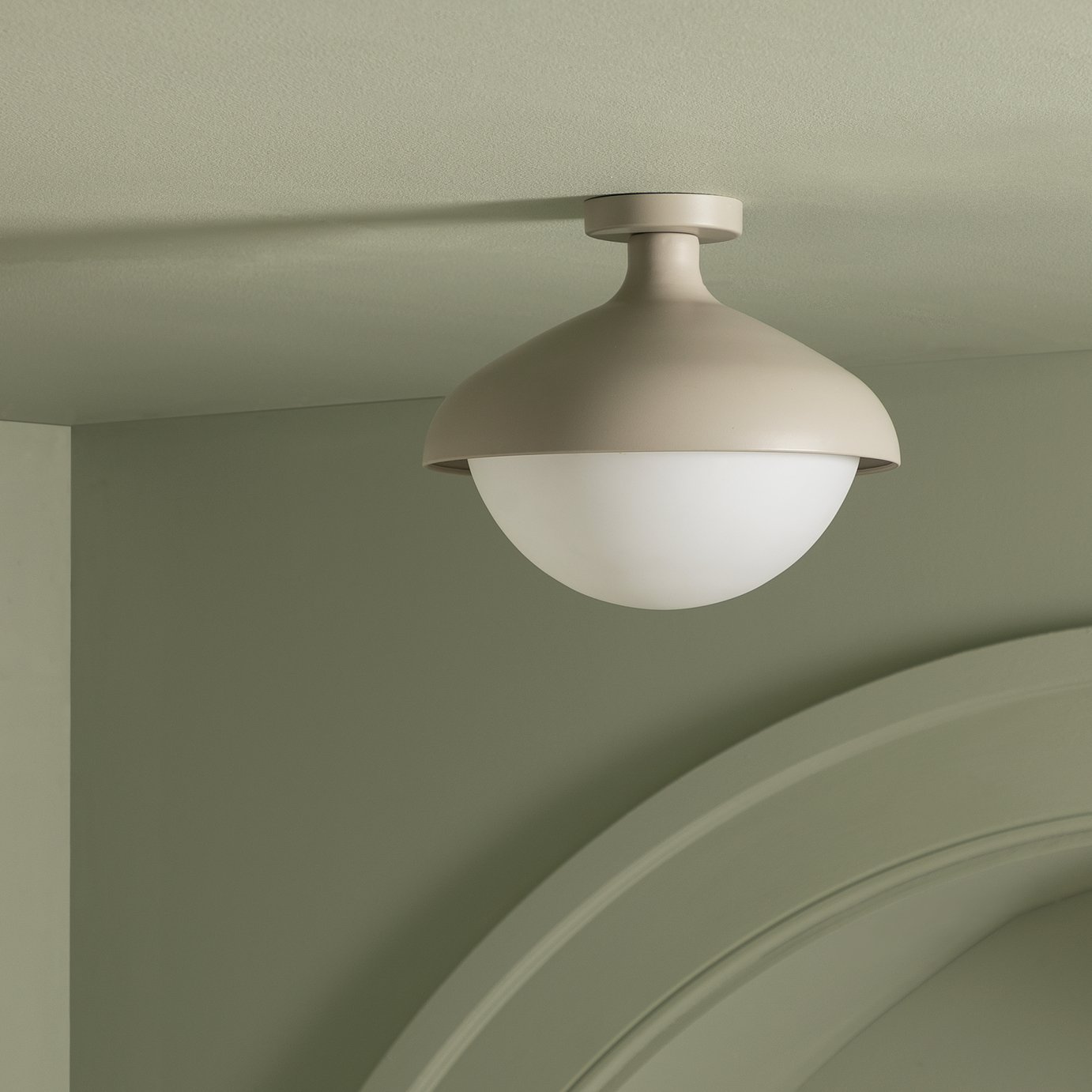 Habitat Acorn Metal Flush Ceiling Light - Latte