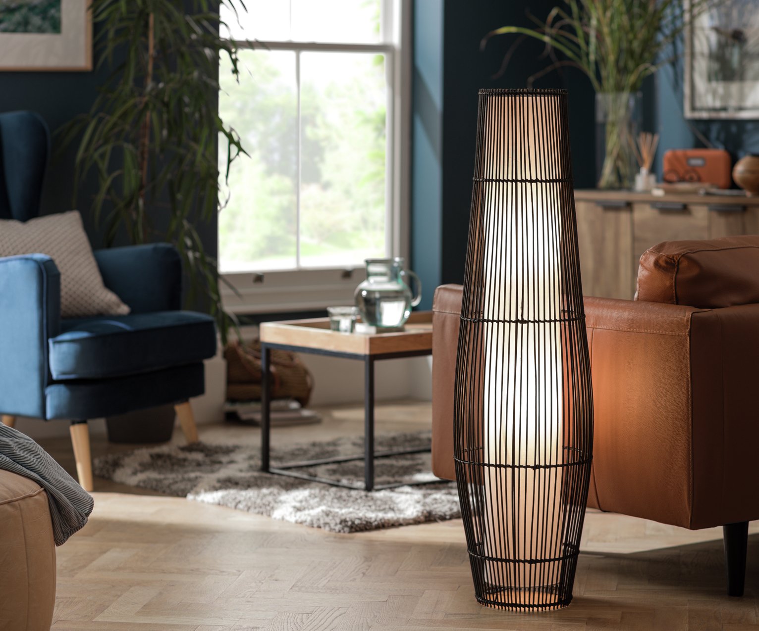Argos Home Chocolate Rattan Floor Lamp